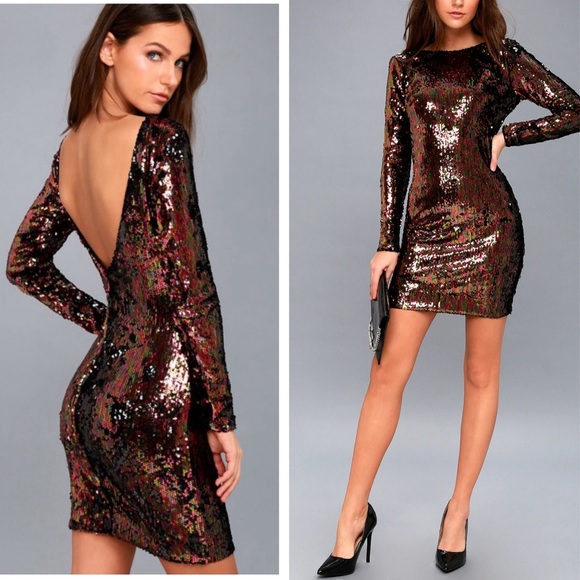 Dress the Population NWOT Lola Black Multi Sequin Bodycon Dress XS - Picture 3 of 16